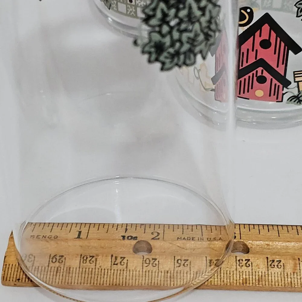 4 Corelle Garden Home Tumblers 6" glasses birdhouses birds 16oz country farmhous - Picture 4 of 5